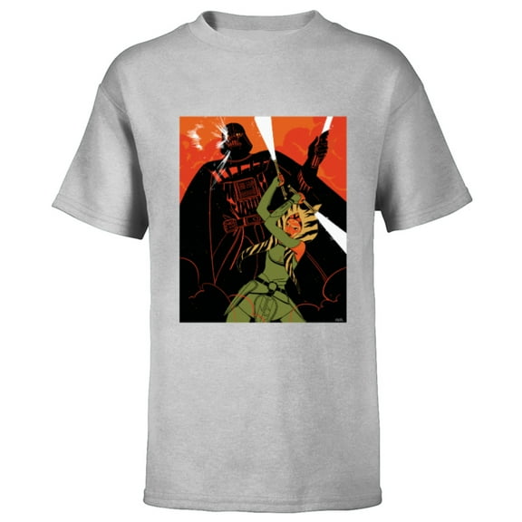 Star Wars Rebels Ahsoka Tano and Darth Vader Duel - Short Sleeve T-Shirt for Kids - Customized-Athletic Heather