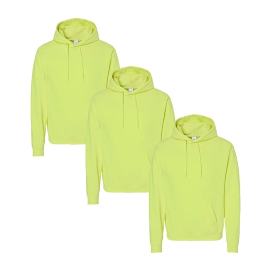 Hanes EcoSmart Men's High Visibility Hoodie Fleece Sweatshirt, Hi Vis Safety Green, 3 Pack, S