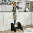 thumbnail image 5 of Jouetondream Two Step Stools, Bamboo Step Stool for kids, Non-Slip Toddler Stool with Handles for Bathroom, Bedside, kitchen, Living room, Black, 5 of 8