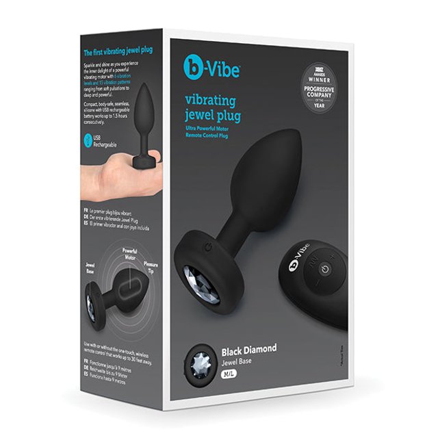 B-vibe Remote Control Vibrating Jewel Plug (m/l) - Black