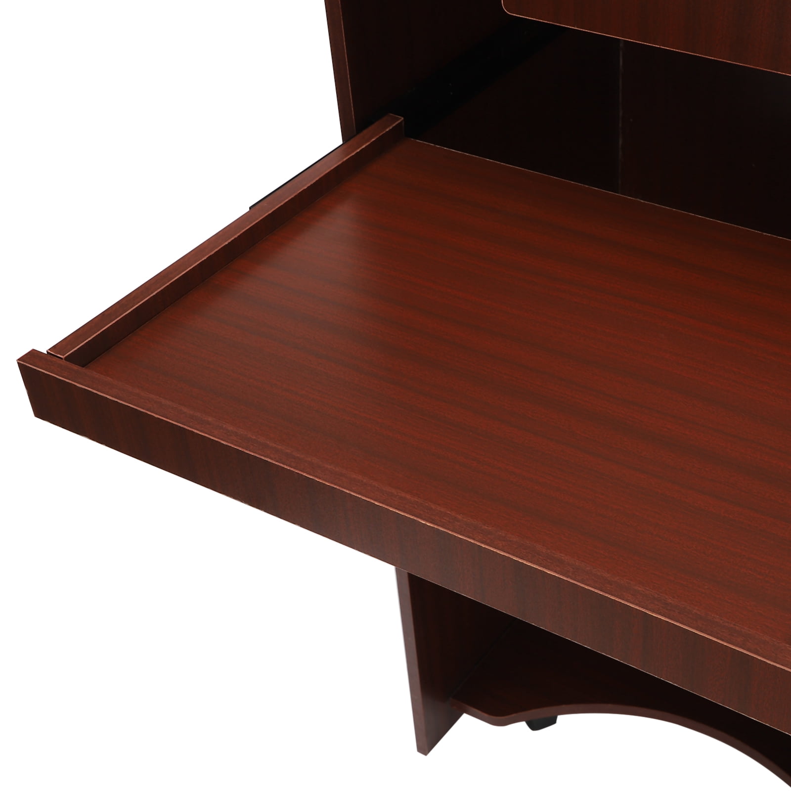 Wooden Lecterns & Podiums Standing Desk with Side Shelf and Keyboard Tray for Churches Classrooms Reddish-Brown 23.6*15.7*45.7in Heavy Duty