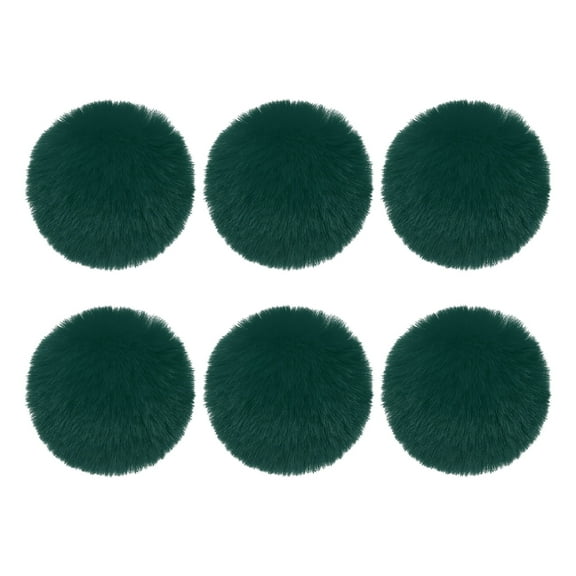 Uxcell Faux Fur Pom Poms for Hats, 6 Pcs Fluffy Soft Fur Poms Balls with Elastic Loop for Keychain Knitting Hats DIY Scarves Gloves Bag Christmas, Black Green