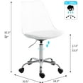 HOMEFUN Clear Desk Chair with Cushion, Armless Acrylic Rolling Chair
