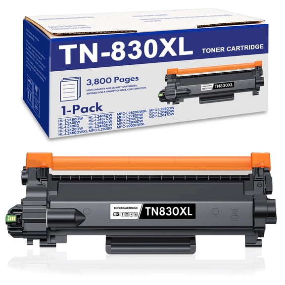 TN830XL Toner Cartridges Compatible for Brother TN 830XL Toner TN 830 for DCP-L2640dw HL-L2460dw HL-L2405w MFC-L2820dw MFC-L2760dw HL-L2480dw HL-L2465dw Printer , TN 830 XL Black ( 1 Pack)