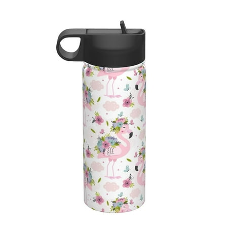 

Gaeub Flamingo And Flowers Printed 18oz Sports Insulated Kettle With Straw Sports Insulated Bottle Water Bottle For Running Hiking Cycling Climbing Mens Womans Insulated Water Bottle