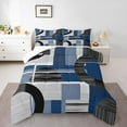thumbnail image 2 of Erosebridal Minimalst Bedding King Comforter Set for Adult, Square Geometric Down Comforter, Striped Ombre Decor, Reversible, 2 of 8