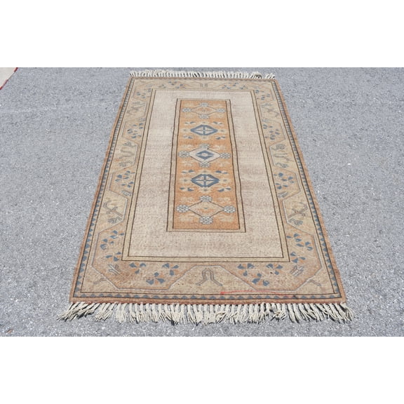 Oushak Rugs, Rugs For Kitchen, Handwoven Nursery Rug, Turkish Rug, 3.9x6.1 ft Accent Rug, Vintage Rug, Beige Cool Rug, Organic Entry Rug