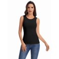 thumbnail image 5 of Women's Slim Fit Ribbed Knit Racerback Tank Tops 2-Pack Crew Neck Sleeveless Shirts Black/Green, 5 of 7