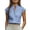 Blue, variant on Womens Mandarin Notched Collar Cap Sleeve Linen Blend Blouse Neutral Beige Lightweight Breathable Business Casual Solid Color Workwear Shirt