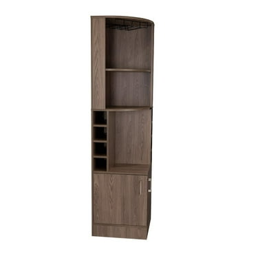 Tuhome Furniture Syrah Corner Bar and Wine Cabinet in Weathered Oak