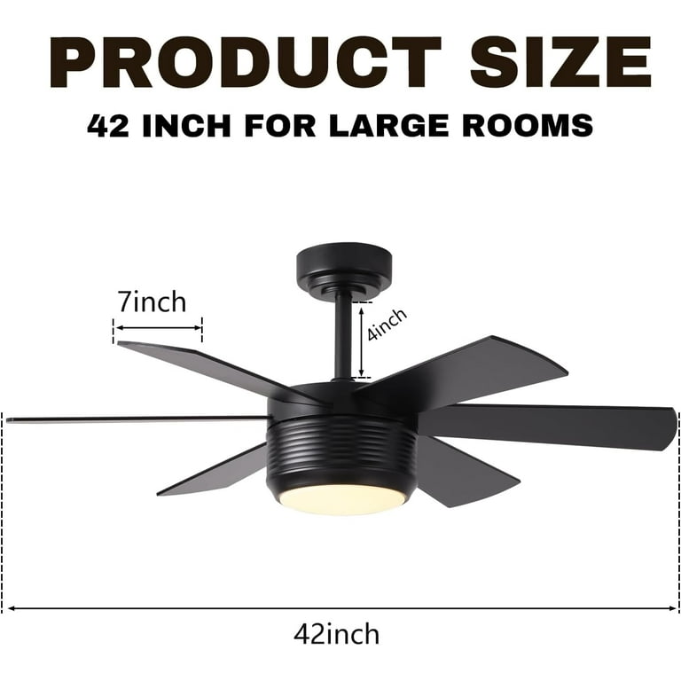 42 Inch Black Ceiling Fan With Light & Remote - Reversible, Dimmable, Quiet, Indoor/Outdoor 6 thumbnail image