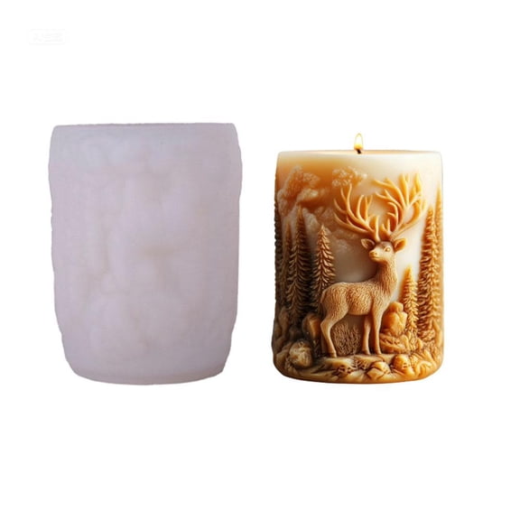 3D Deer Forest Silicone Mold for Aromatherapy Candles - Creative DIY Candle Making for Festive Home Decor & Gifts