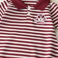 thumbnail image 3 of mgoYE Girls Striped Polo Dress Short Sleeve Cotton Casual Dress for Toddler Little Baby Girls, Bear Embroidery Cute Soft Spring Summer Dress(Red,9-10 Years), 3 of 3