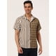 thumbnail image 3 of INSPIRE CHIC Camisa de cuadros a rayas estampada con botones y manga corta en color en contraste para hombre Cafe Blanco L, 3 of 6