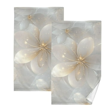 Flowers Gold Hand Towels Cotton Bath Towels Large Face Towels Absorbent for Bathroom 2 Packs