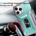 thumbnail image 4 of Heavy Duty Armor Case for iPhone 14 Pro with Slide Camera Cover & Magnetic Ring Stand Green, 4 of 5