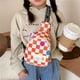 thumbnail image 3 of Bolso de moda para niños y niñas, bandolera pequeña, riñonera para niños, bolso de viaje ligero con entramado de ajedrez, 3 of 6