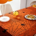 thumbnail image 6 of Spider Web Halloween Tablecloth - Fabric Holiday Rectangle Table Cloth, Waterproof and Washable Table Cover for Halloween Party Dining Room, 60 x 102 Inch Orange, 6 of 6