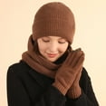 thumbnail image 4 of SUXIAN Winter Scarf Set for Men and Women Hat Scarf Gloves Warm for Outdoor Sport Coffee_3# One Size, 4 of 4