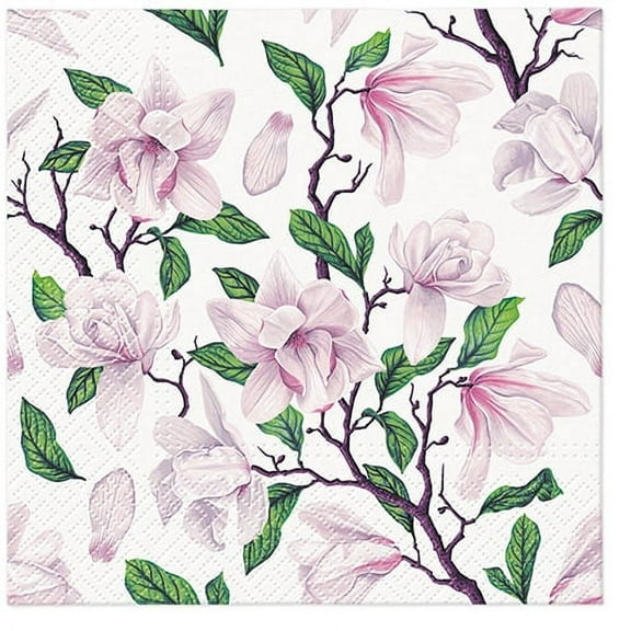 Magnolia Napkins MAGNOLIA 40pcs Lunch Paper Napkins, Decorative Napkins, Decoupage Paper Napkins, Bloom Napkins, Mother’s Day Napkins, Disposable Napkins Decorative