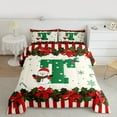 thumbnail image 3 of Homewish Herat Print Monogrammed T Bedding Comforter Set,Kawaii Bowtie Ribbon Twin Comforter Sets,Sweet Christmas Candy Cane Bedding Set For Girl Teens,Ultra Soft Bedroom Decor Reversible,2pcs, 3 of 9