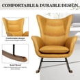 thumbnail image 5 of Aibecy Modern Upholstered Rocking Chair with High Backrest, Wooden Base, and Armrests, Brown, 5 of 7