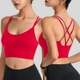 thumbnail image 2 of Curenmufel Sports Bra High Support Womens Seamless Ribbed Longline High Neck Sports Bra - Racerback Padded Slim Fit Crop Tank Top with Built in Pads (Red,XXL), 2 of 4