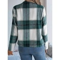 thumbnail image 2 of Women'S Cropped Plaid Shacket Jacket Button Down Long Sleeve Shirts Tops Green M, 2 of 7