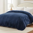 thumbnail image 2 of Exclusivo Mezcla Waffle Textured Soft Fleece Blanket, Queen Size Bed Blanket, Cozy Warm and Lightweight (Navy Blue, 90"x90"), 2 of 6