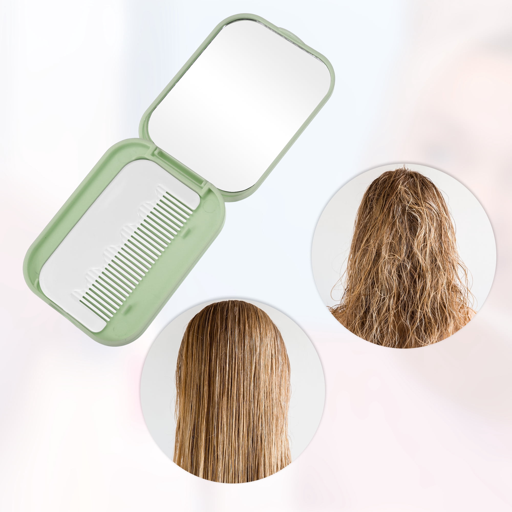 Unique Bargains 1 Pc Women's Mirror Comb for Curly Straight Dry Wet Hair Green
