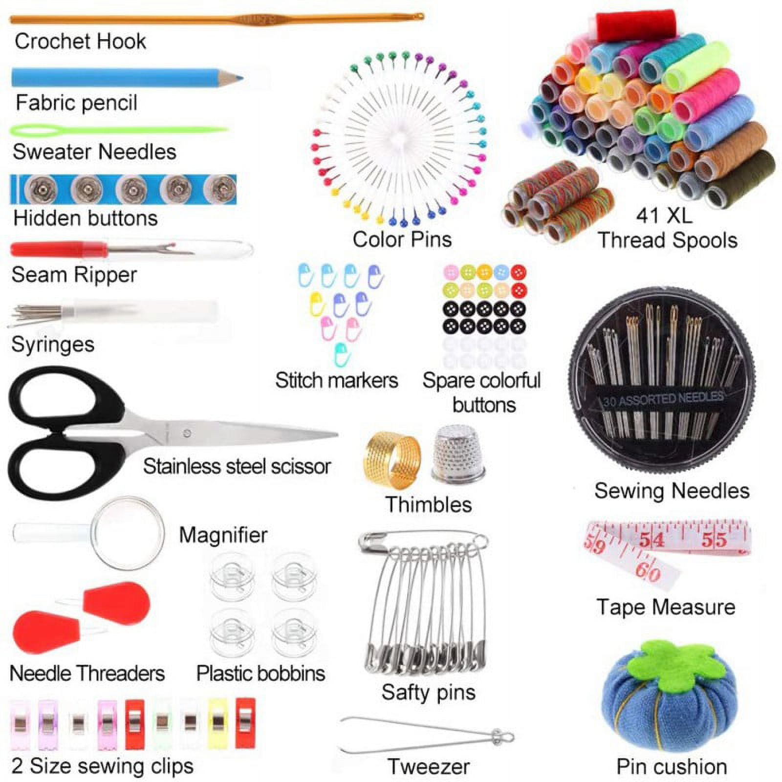 Sewing Kit 226 Pcs Premium Sewing Supplies 43 Thread Spools Oxford Fabric Sewing  Kits for Adults