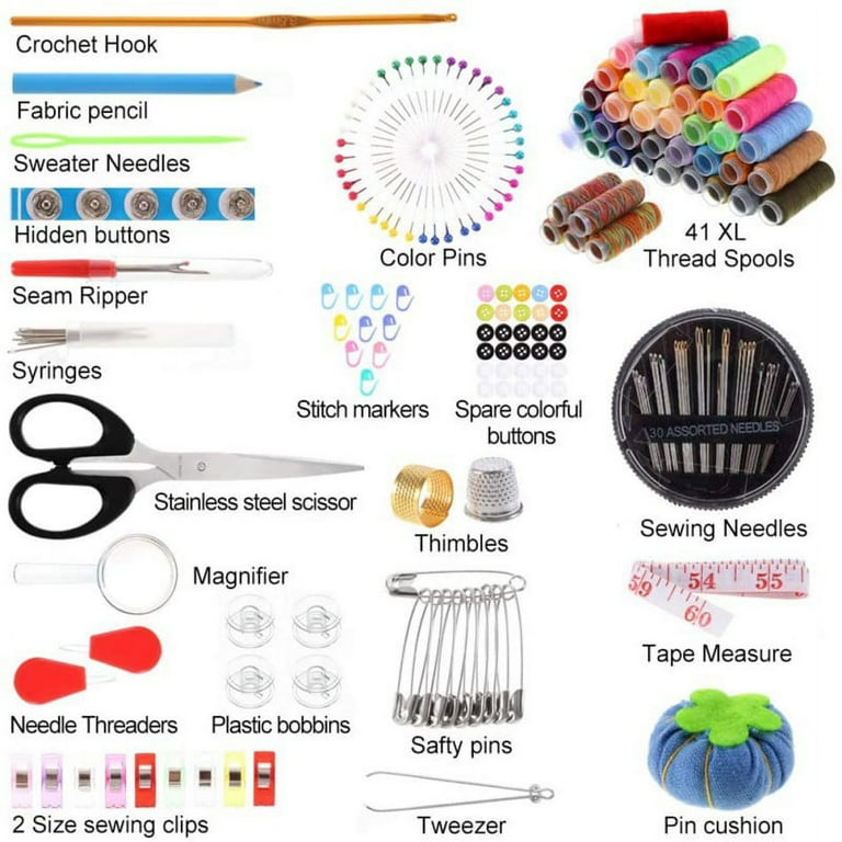 Sewing Kit For Adults, 200-piece Set Of High-quality Sewing Supplies, 41 XL  Spools, Portable Sewing Accessories For Beginners, Travelers, Household And  DIY 