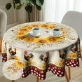 thumbnail image 2 of Rooster Tablecloth Round 60 Inch Vintage Chicken Sunflowers Washable Table Cloth Yellow Flowers Decoration Tabletop Table Cover for Dining Kitchen Picnic Party Outdoor, 2 of 6