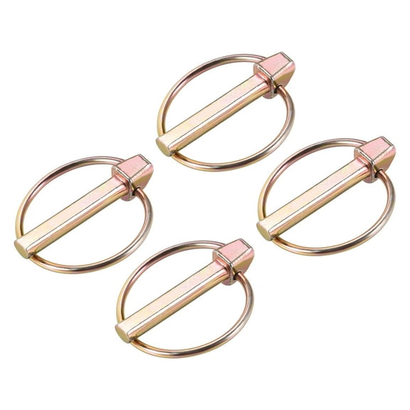 4Pack 9/32" x 1-3/4" Linch Pin with Ring, Trailer Pins Assortment Kit for Boat Kayak Trailer Tractor Trolley, Gold