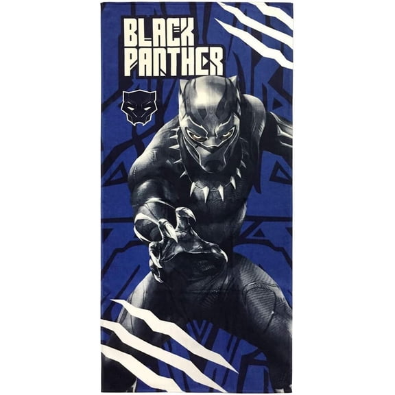 Marvel Black Panther Kids Bath/Pool/Beach Towel - Super Soft & Absorbent Fade Resistant Cotton Towel, Measures 28 inch x 58 inch (Official Marvel Product)