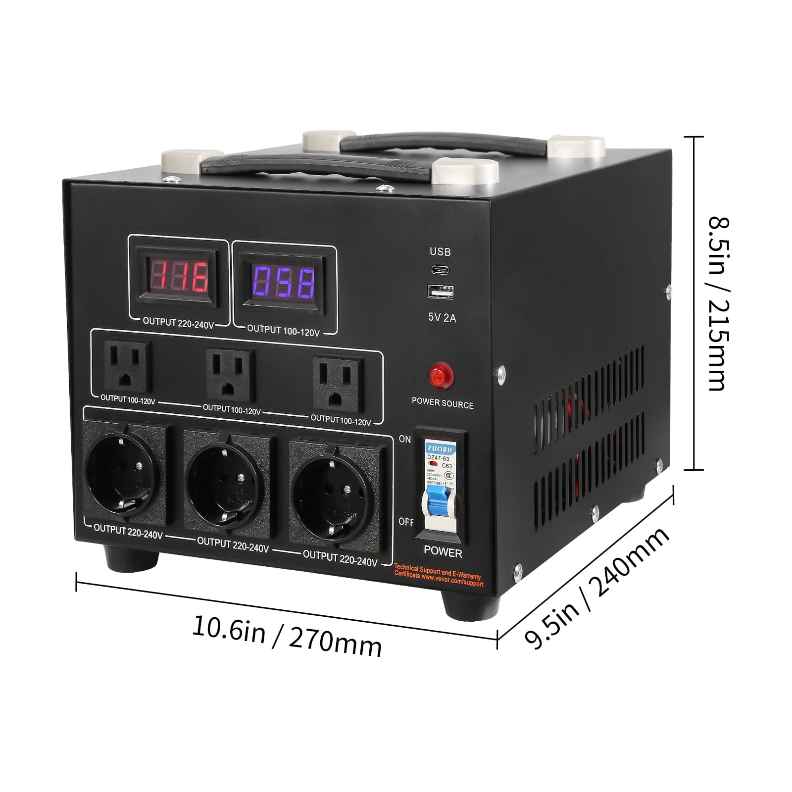 KFFKFF Transformer Step Up/Down 220V-110V /110V-220V FCC&ETL Certificated 3000W 2 Led Voltage Converter