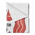 thumbnail image 2 of Bacon Soft Flannel Fleece Blanket, Yummy Delicious Fried Bacons in Heart Shape Form with Bacon in My Heart Message Print, Cozy Plush for Indoor and Outdoor Use, 60" x 80", Multicolor, by Ambesonne, 2 of 5