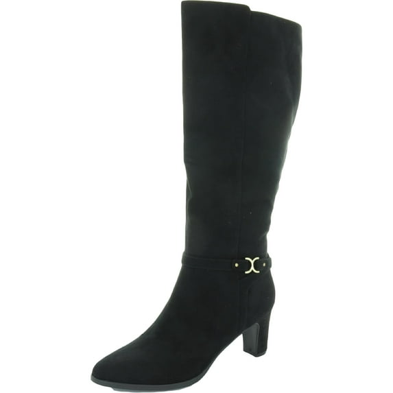 Charter Club Womens Palmaa Faux-Suede Block-Heel Knee-High Boots
