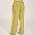 thumbnail image 4 of XFLWAM Women's Casual Trousers Solid Drawstring Waist Long Pants With Pocket, 4 of 9