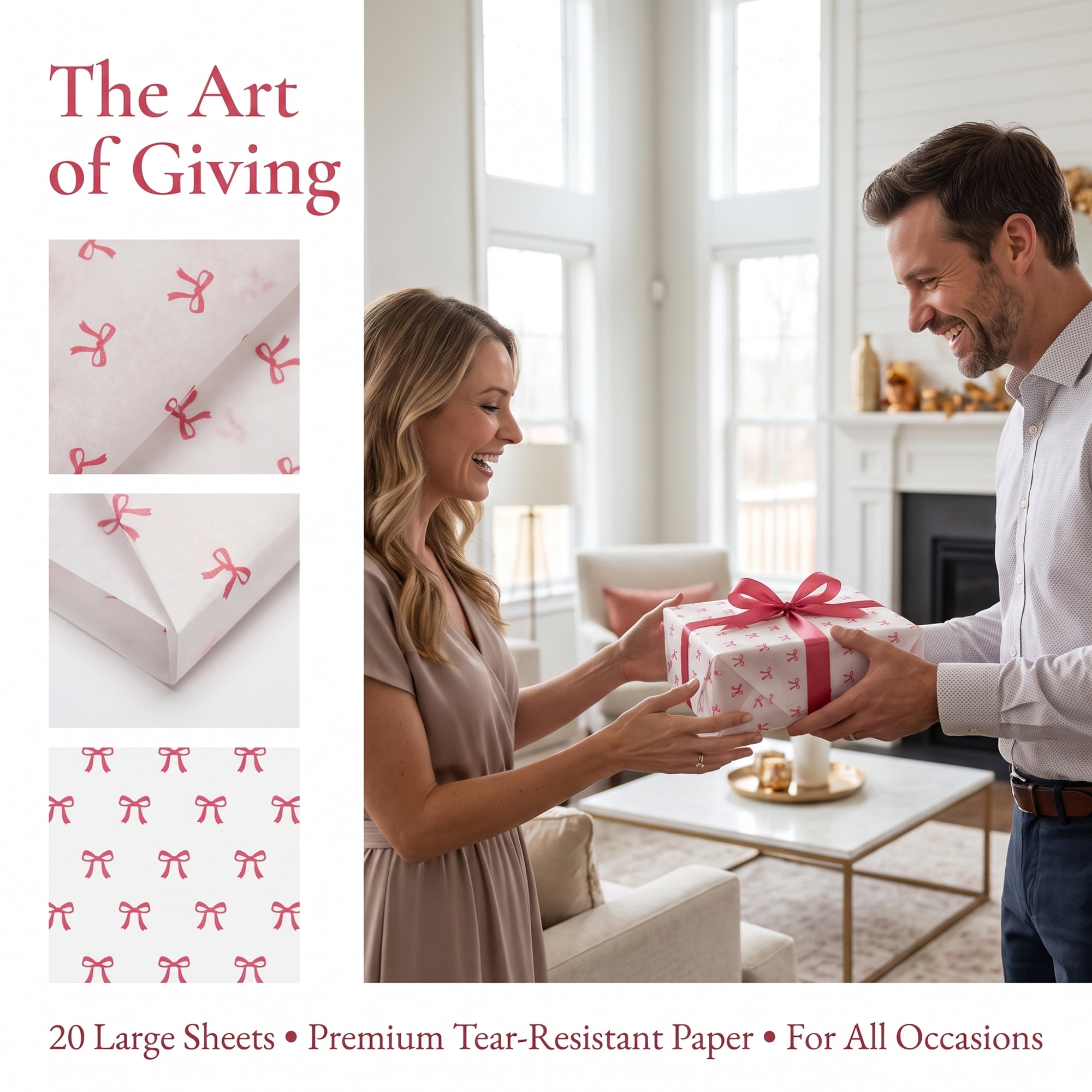 Unique Bargains Gift Wrapping Paper Sheets for All Occasions White Butterfly 27.6"x 19.7"
