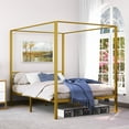 thumbnail image 4 of King/Queen Gold Metal Canopy Platform Bed Frame King, 4 of 5
