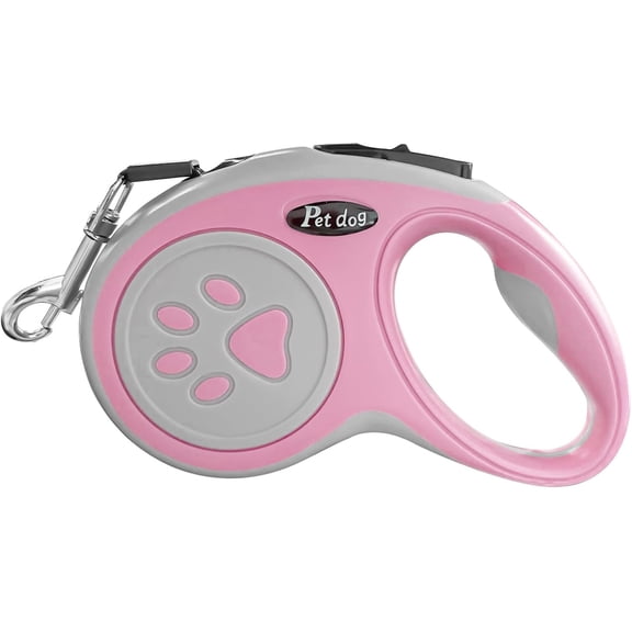  Retractable Dog Leash, Durable Extendable Dog Lead  with Quick Lock Button Handle for Small and Medium Dogs (Pink)