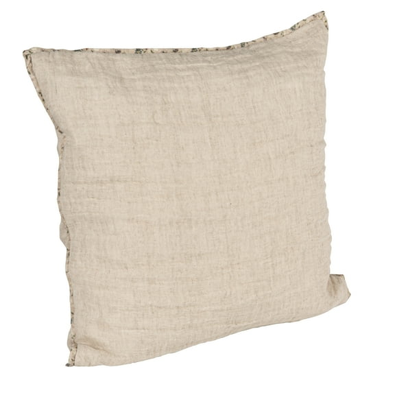 Creative Co-Op Patterned Edge Woven Cotton and Linen Pillow, Natural