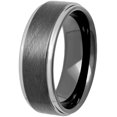 thumbnail image 3 of Brilliance Fine Jewelry Men's Black Two-Tone Tungsten Frozen Finish Step Edge 8MM Wedding Band - Men's Ring, 3 of 5