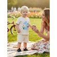 thumbnail image 3 of BemeyourBBs Toddler Baby Boys Birthday Duck Outfits 1st 2nd 3rd Years Old Birthday Summer Clothes Letter Embroidery Short Sleeve Waffle Knit T Shirt Tops and Shorts Set, 3 of 9