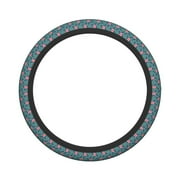 XMXY Car Steering Wheel Cover, Pink Flowers Green Leaves Non-Slip Jeep Truck Universal Elastic Steering Wheel Protector 15 inch