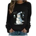 thumbnail image 3 of Jsaierl Merry Christmas Sweatshirts Womens Cute Snowman Print Sweatshirt Loose Fit Pullover Sweater Tops Round Neck Dressy Casual Long Sleeve Shirts Christmas Costume, 3 of 5