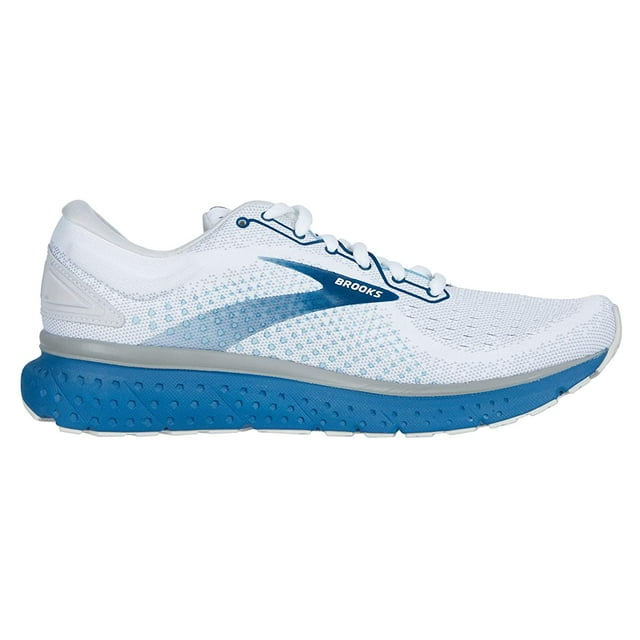 Brooks Men's Glycerin 18 Running Shoes, White/Grey/Poseidon, 10 2E(W) US