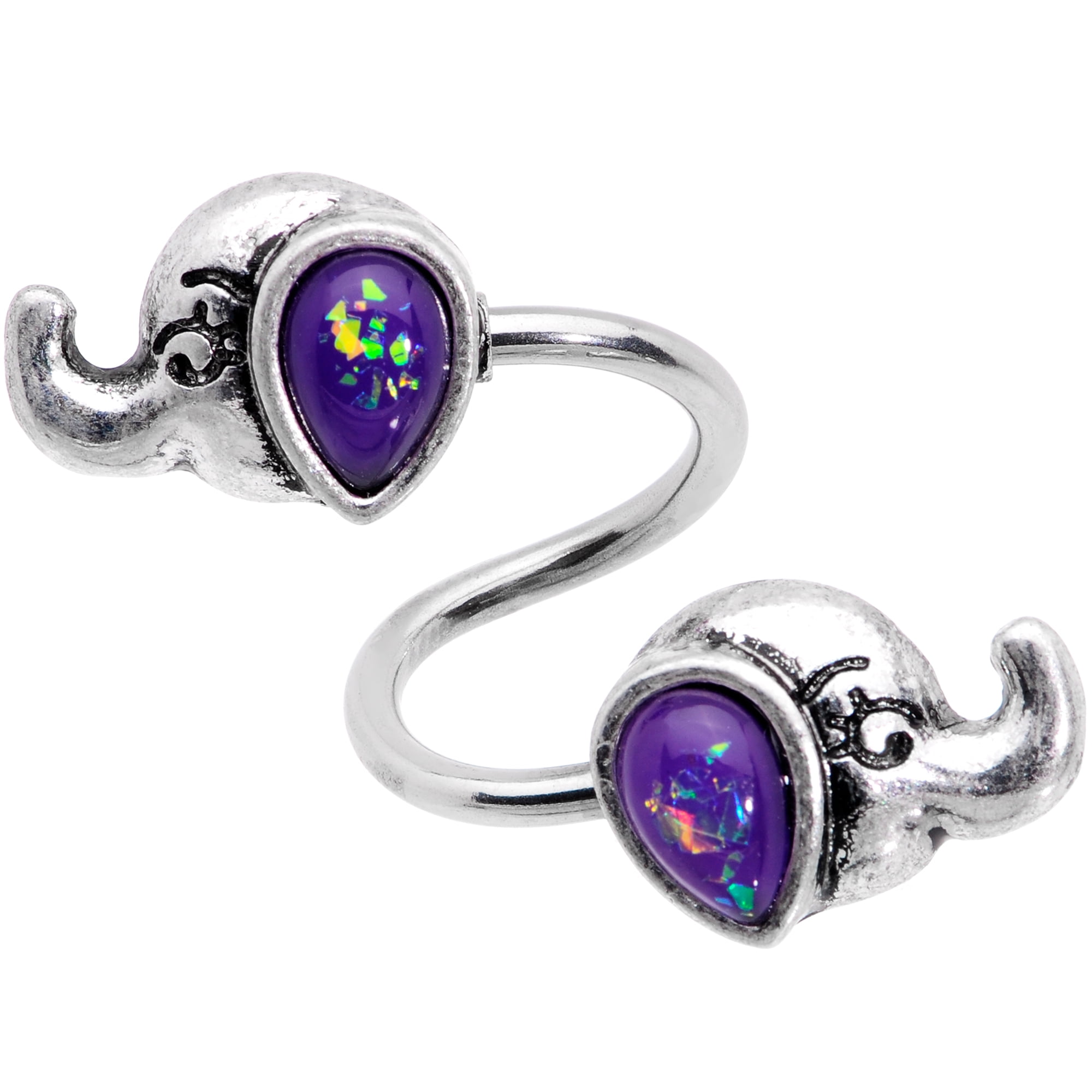 Body Candy Womens 14G Stainless Steel Purple Elephants Spiral Twister