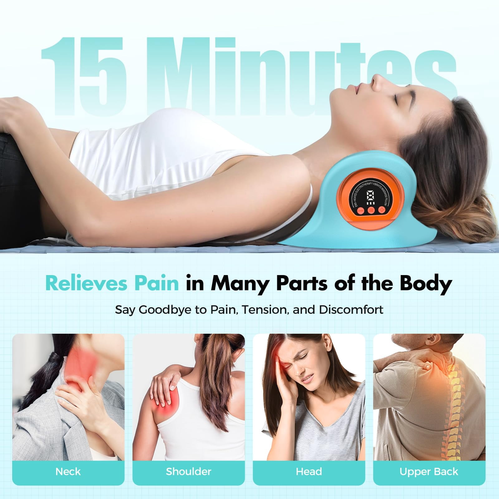 Neckline 4-in-1 Massager,Portable Massager with Heat &Comfortable Stretching–Adjustable Intensity for Neck & Shoulder Relaxation at Home, Office